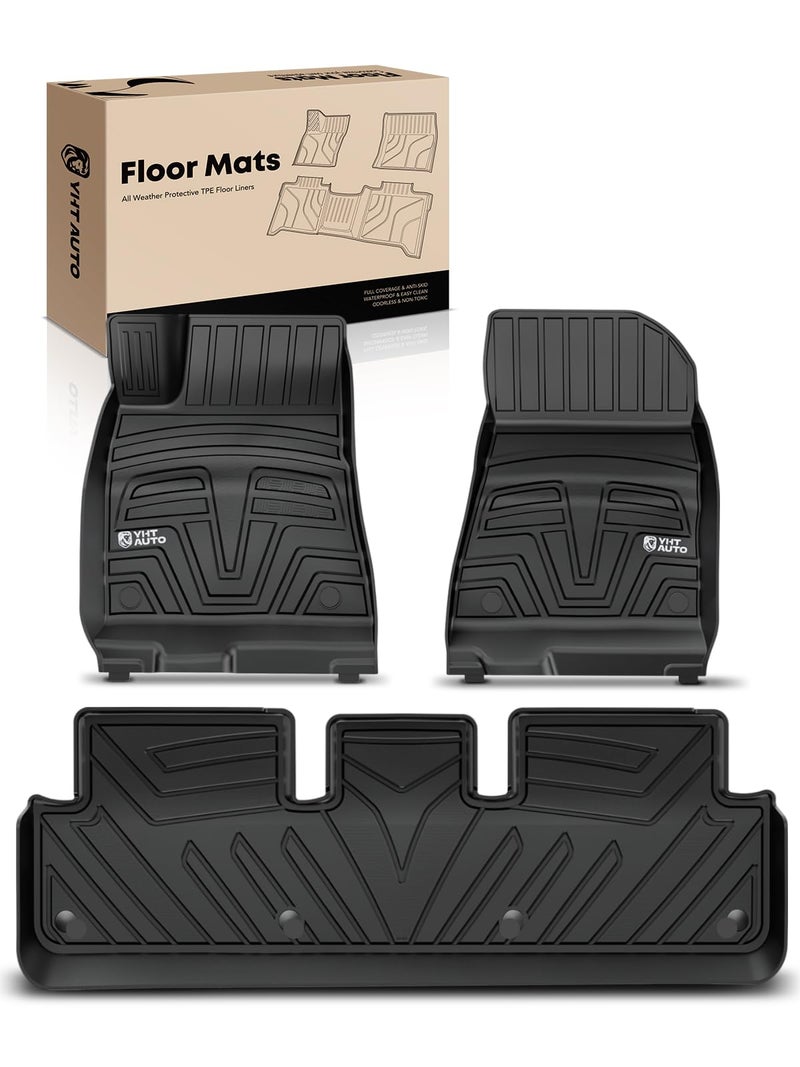 YHTAUTO Car Floor Mats for Tesla Model 3 2023 2022 2021 Custom Fit 1st  2nd Row All Weather TPE Car Mats Carpet AntiSlip Waterproof Orderless Automotive Front Rear Mats for Car Set of 3